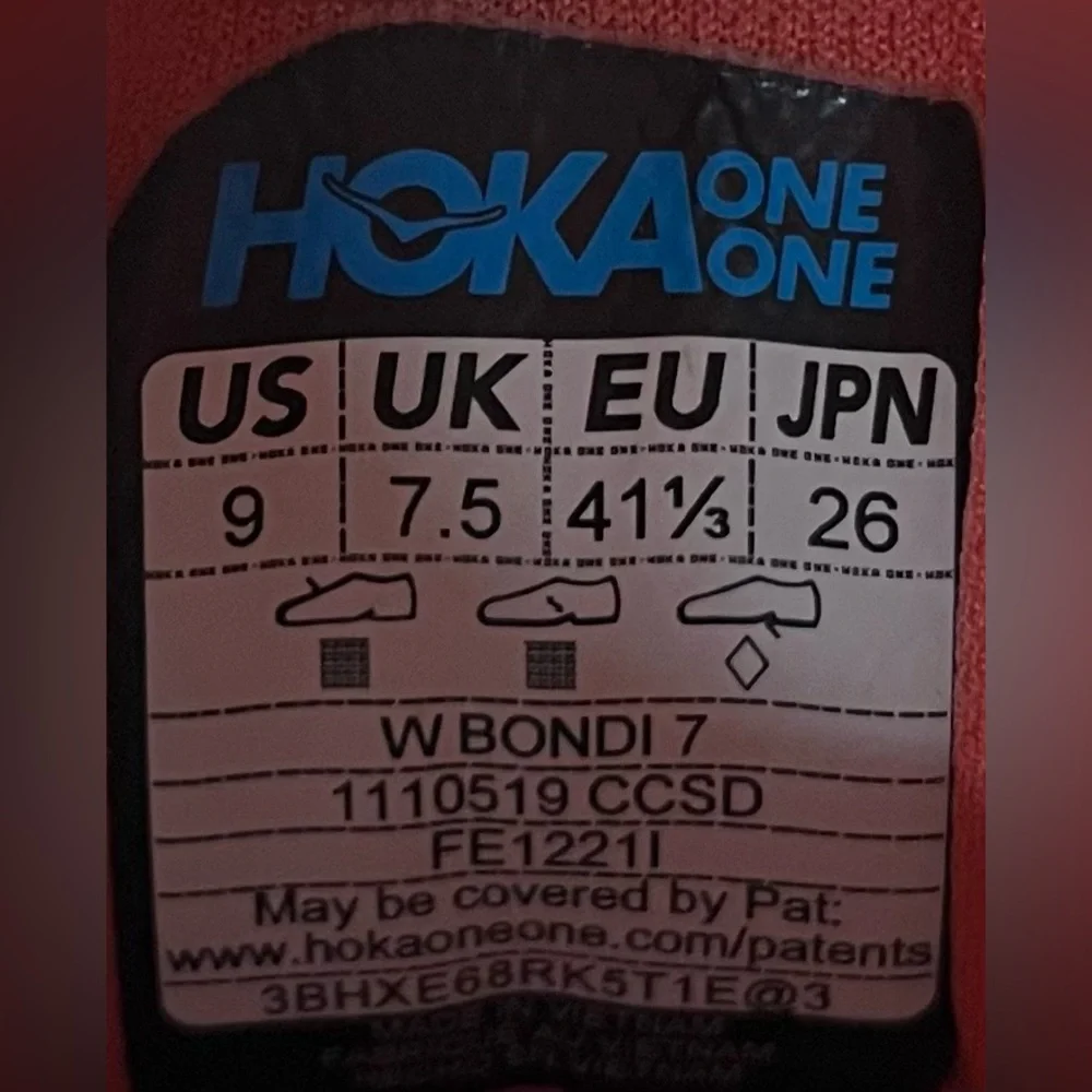 Hoka One One Bondi 7 CUSHIONED Womens Size 9 Running Shoes Sneakers Coral - Picture 11 of 12